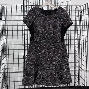 J. Crew Black & White Cap Sleeve Dress Women's Size 14 Cotton Blend